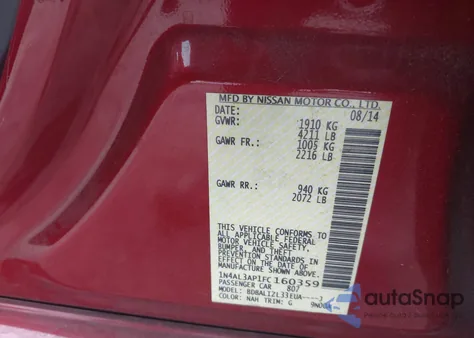 2015 Nissan Altima 2.5 Sv из США, поврежденный, VIN 1N4AL3AP1FC160359